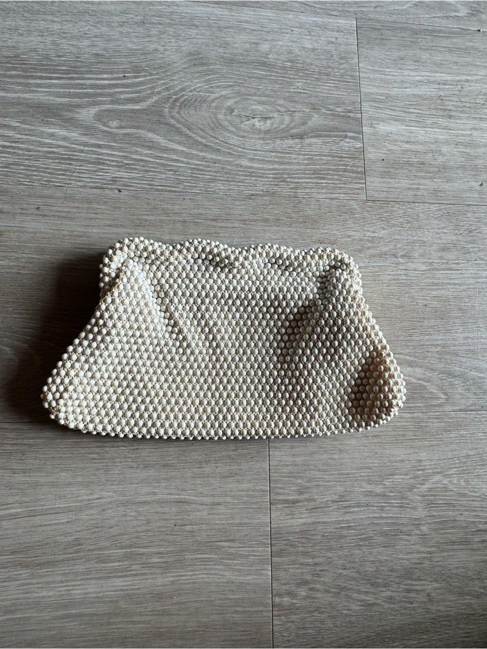 Cream Beaded Evening Clutch